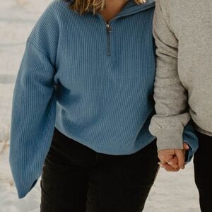 H&M - Blue Quarter Zip Sweater